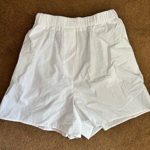 White Elastic Waist Shorts